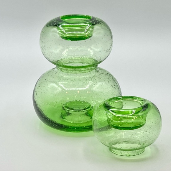Green Blown Glass Sphere Candle Holders Southern Living Set of 3 Globe Shape - Picture 3 of 8